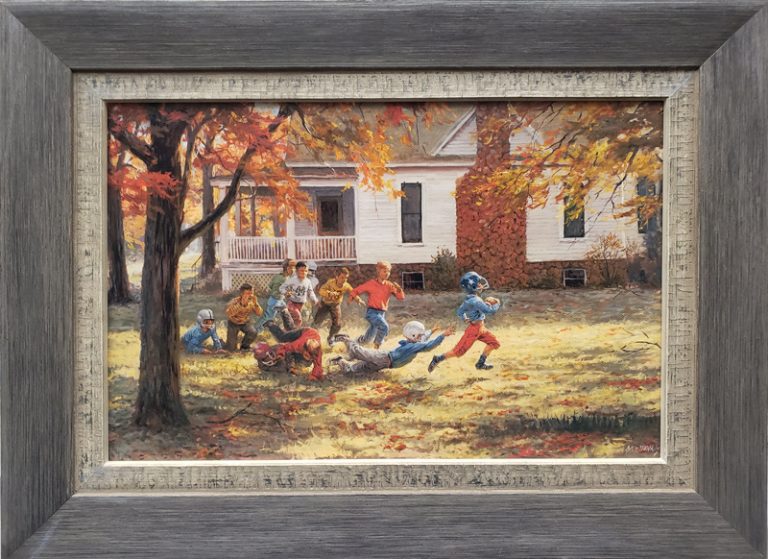 Local Art Gallery Irvine Artist Andy Thomas Paintings For Sale CA   83757 American Barnwood Thomas Fall Football 768x559 