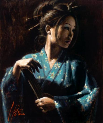 fabian perez geisha en turquesa