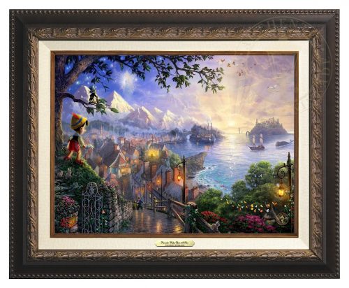 Pinocchio Wishes Upon A Star - Canvas Classic (Aged Bronze Frame)