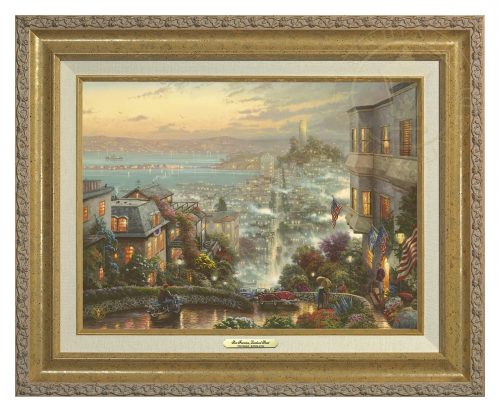 San Francisco, Lombard Street - Canvas Classic (Gold Frame)