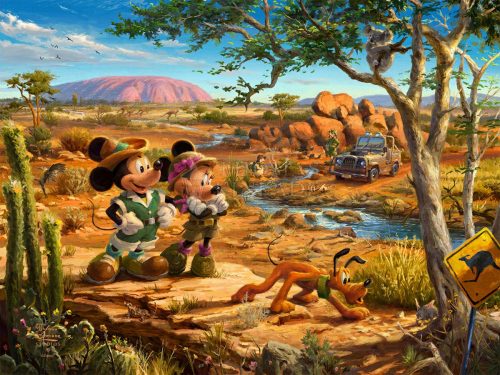 thomas kinkade mickey and minnie in the outback