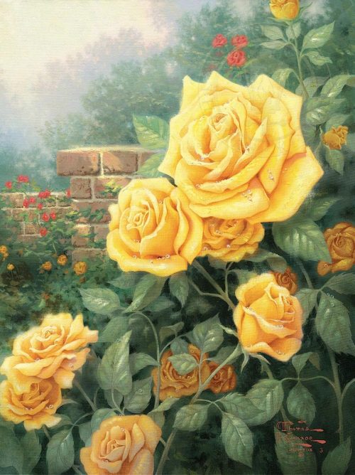 thomas kinkade a perfect yellow rose