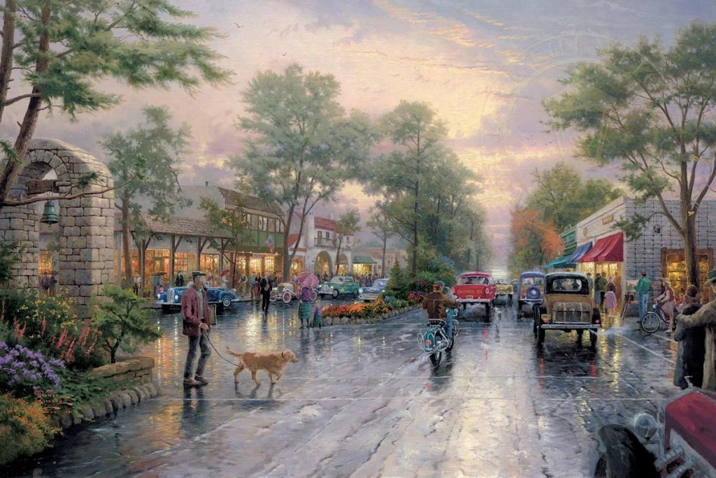 Carmel, Sunset on Ocean Avenue, by Thomas Kinkade Village Gallery