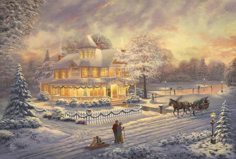 Victorian Christmas Sunset, by Thomas Kinkade Studios - Village Gallery