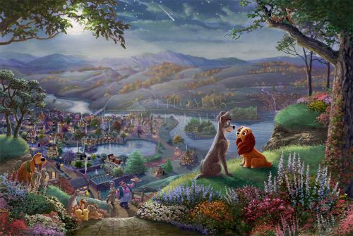 thomas kinkade lady and the tramp falling in love