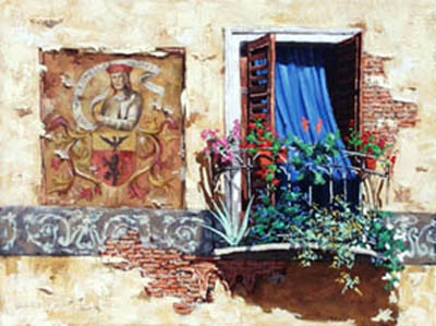 Blue Curtain by Viktor Shvaiko Original Painting