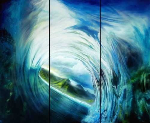Tropical Glass 48x40 3 panel Original by Ashton Howard