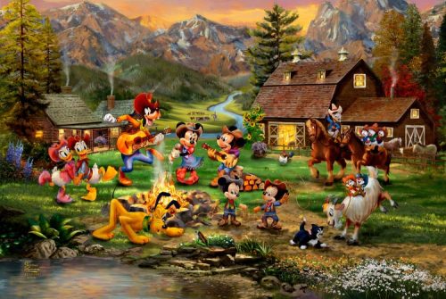 thomas kinkade mickey and minnie rocky mountain round-up