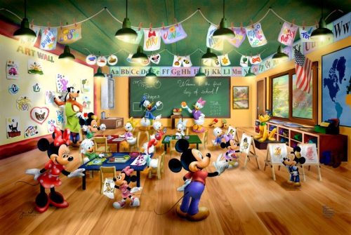 thomas kinkade mickey and minnie schoolhouse
